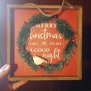 Festive Red Christmas Wall Decor with Wreath